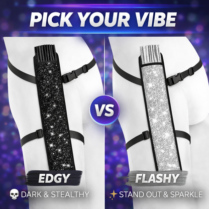 Festival fan holster comparison black vs silver glitter holster edgy vs flashy styles