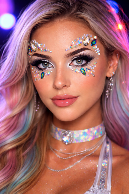 festival face gems self adhesive rave makeup look