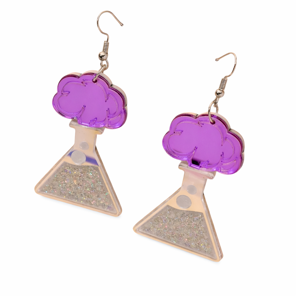 Glitter lab flask earrings UK science statement earrings festival