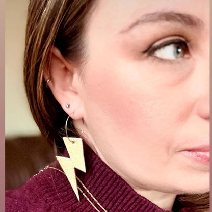 Gold & Leopard Print Lightning Bolt Earrings | Statement Jewellery