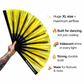 Gold iridescent XL festival fan features including airflow, durability and rave use