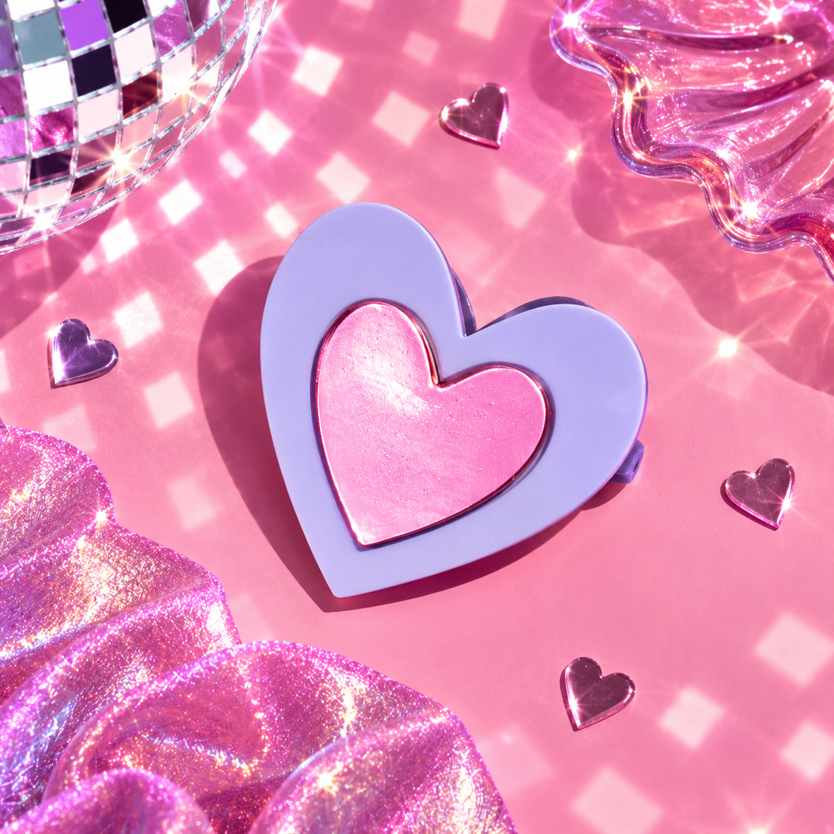 Lilac and pink heart hair clip by Cuteryko with layered heart design