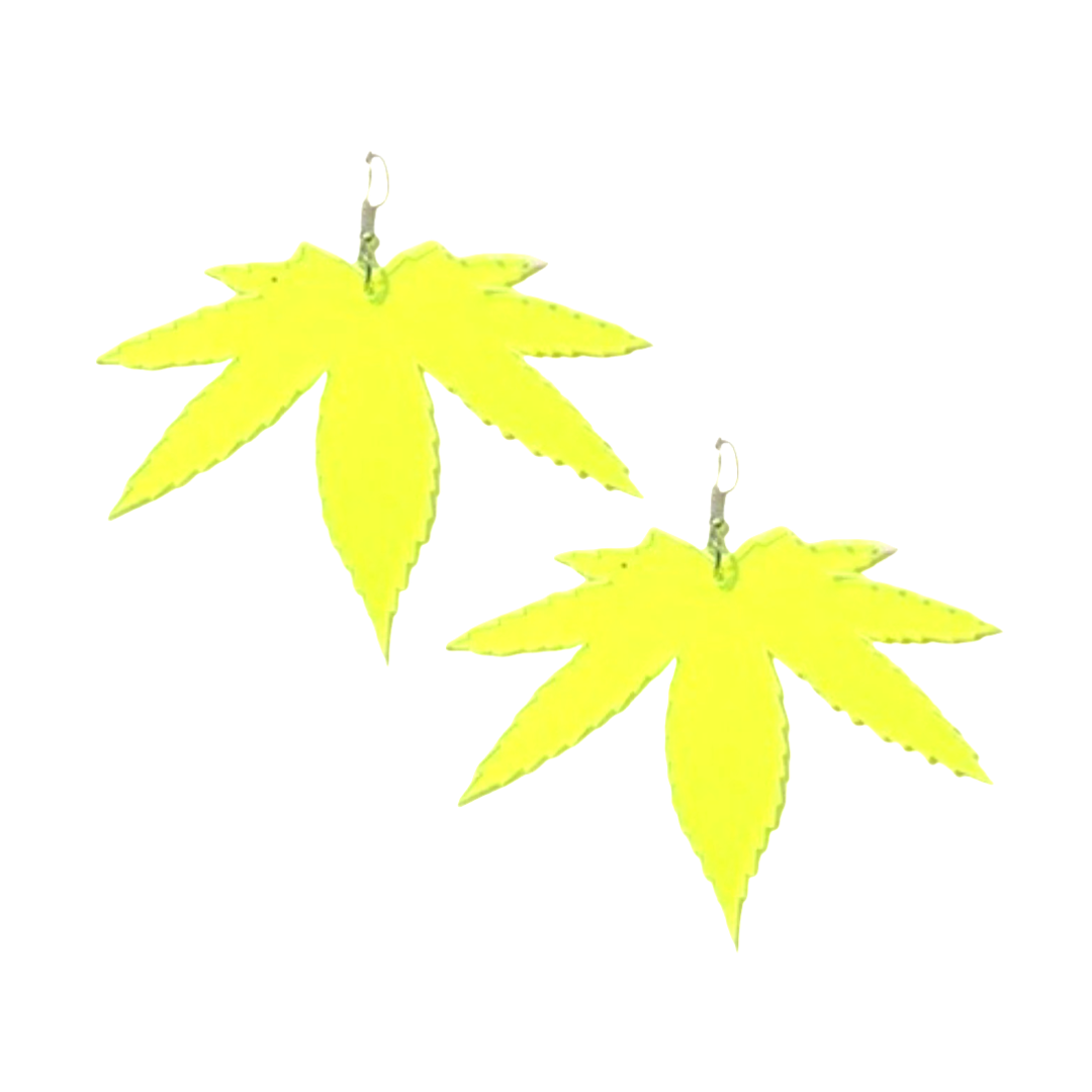 Earrings - Oversized neon leaf drops