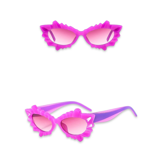 Sunglasses - Irregular Cats Eye Glasses, Pink & Purple