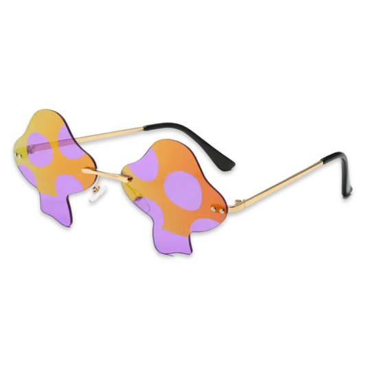Sunglasses - Mushroom shaped colour therapy glasses, Orange & Purple