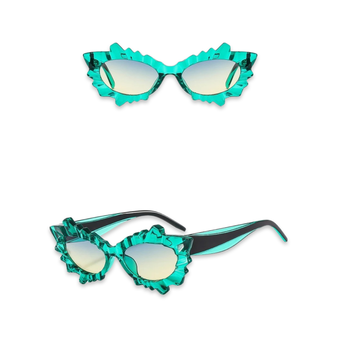 Sunglasses - Irregular Cats Eye Glasses, Green