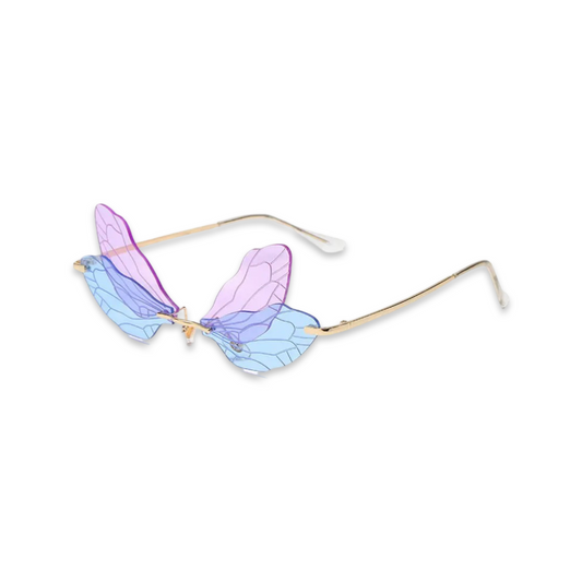 Sunglasses - Dragonfly wings shaped glasses, Lilac & Blue