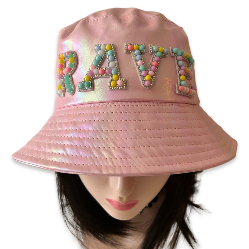 Handmade Baby Pink Metallic Bucket Hat - Rave