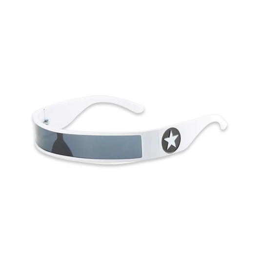 Sunglasses - Futuristic star shield, White