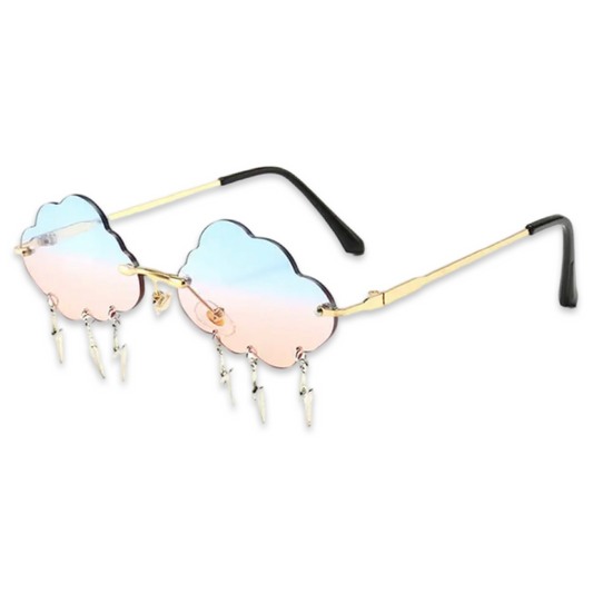 Sunglasses - Clouds n Lightning, Blue & Peach Gradient lenses