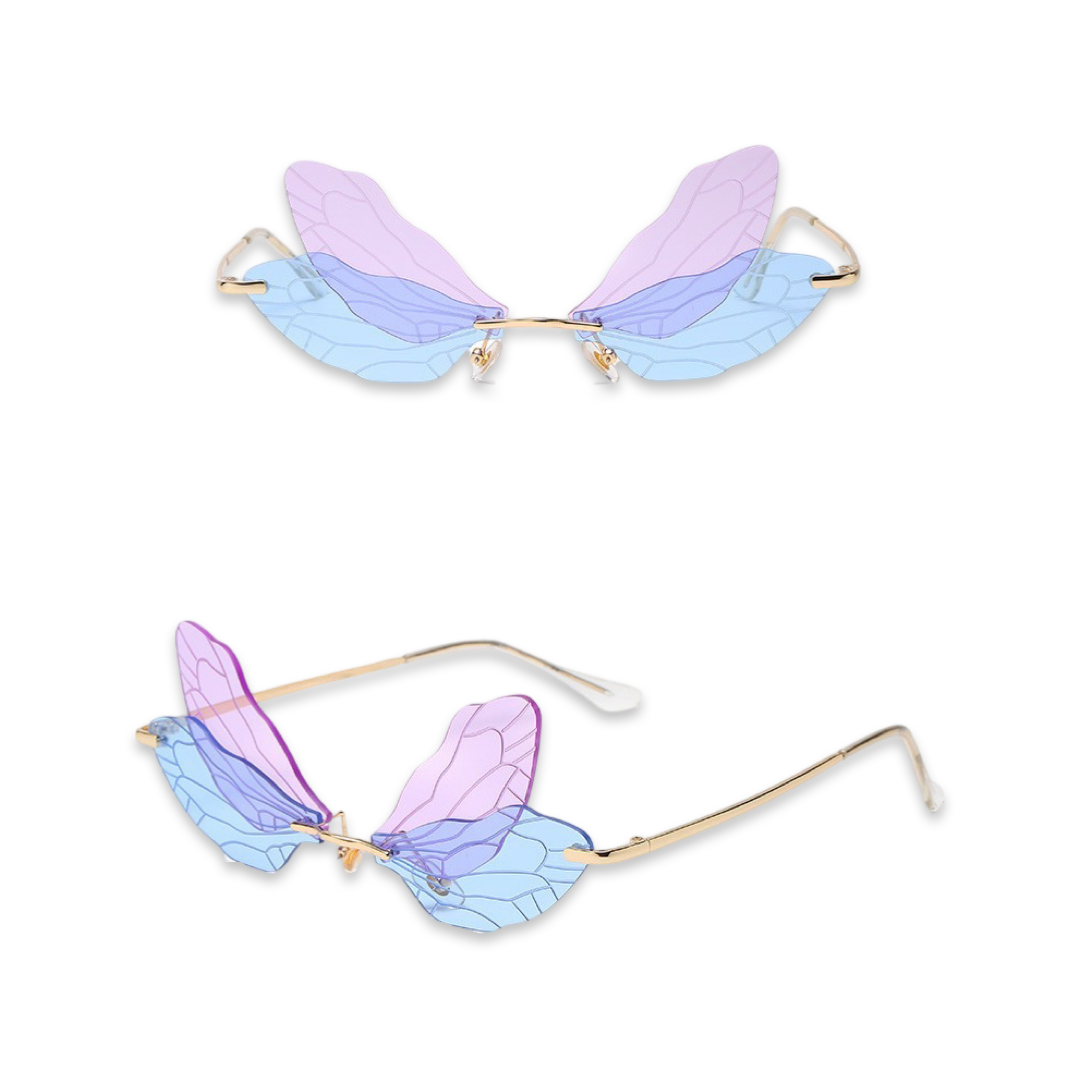 Sunglasses - Dragonfly wings shaped glasses, Lilac & Blue