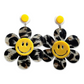 Earrings - Oversized daisy flower drops, Leopard print