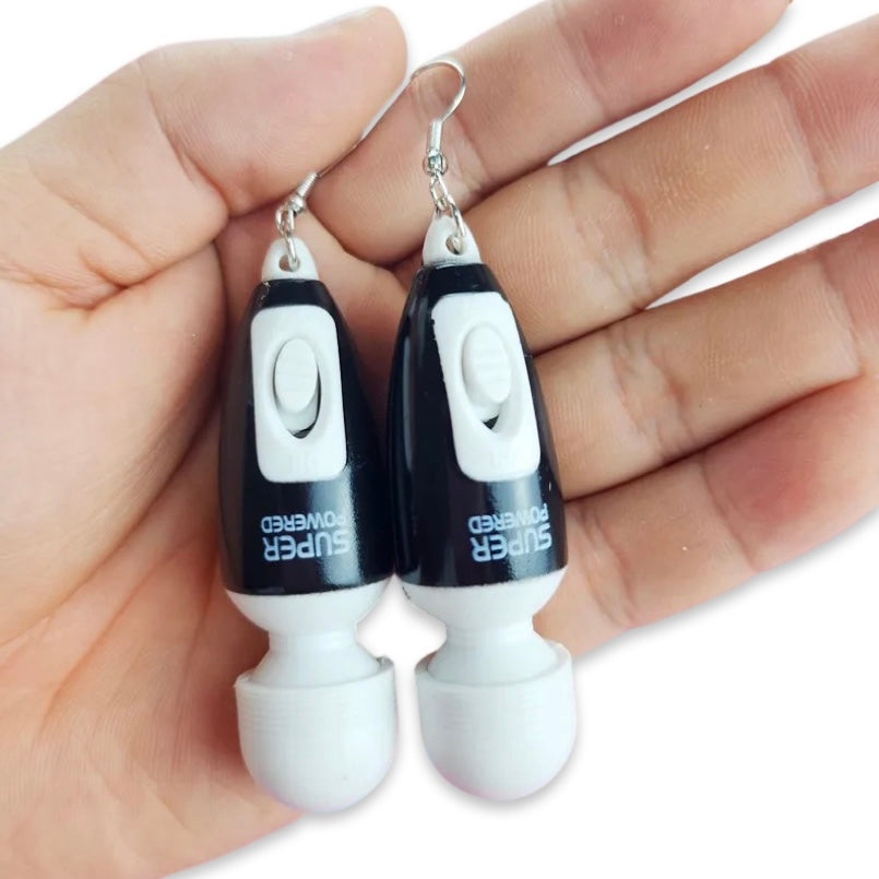 Earrings - Mini Vibrators that really vibrate, Black