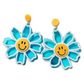 Earrings - Oversized daisy flower sun catcher drops, blue