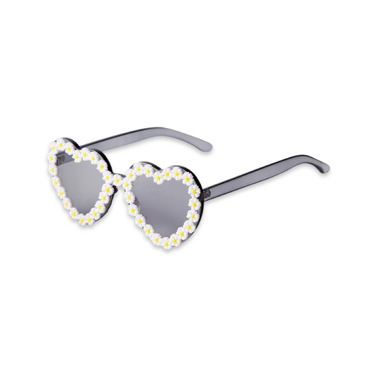 Sunglasses - Heart shaped daisy glasses, Black & White