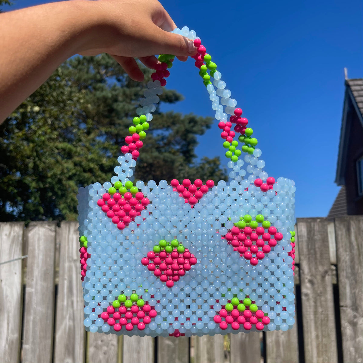 Blue Strawberry Shortcake Bead Bag | Blue Strawberry Bag