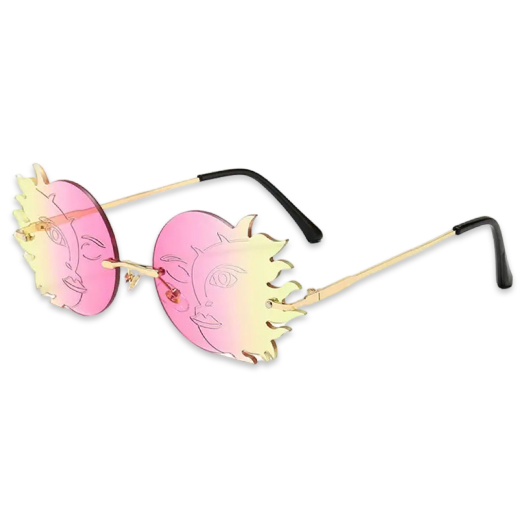 Sunglasses - Sun & Moon shaped gradient glasses, Pink & Yellow