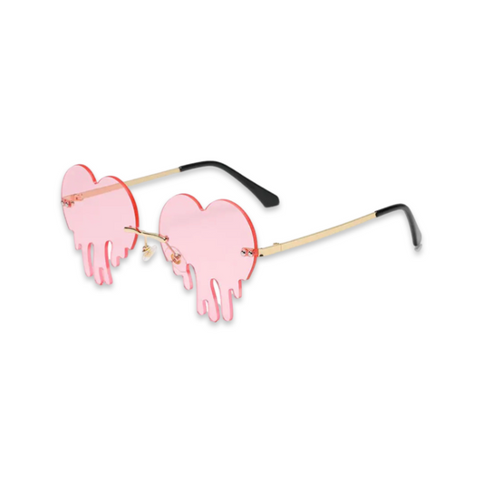 Sunglasses - Dripping heart shaped glasses, Pink