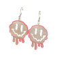 Earrings - Glitter Pink Dripping Smiley drops