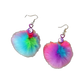 Earrings - Big Fluffy Pompom drops, Multicoloured Yinyang