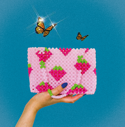 Strawberry Shortcake Bead Bag | Pink Strawberry Bag
