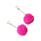 Earrings - Big Pompom drops, Hot Pink