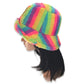 Handmade neon stripes furry bucket hat - Get in loser