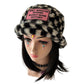 Handmade chequered black and white furry bucket hat - Well behaved women
