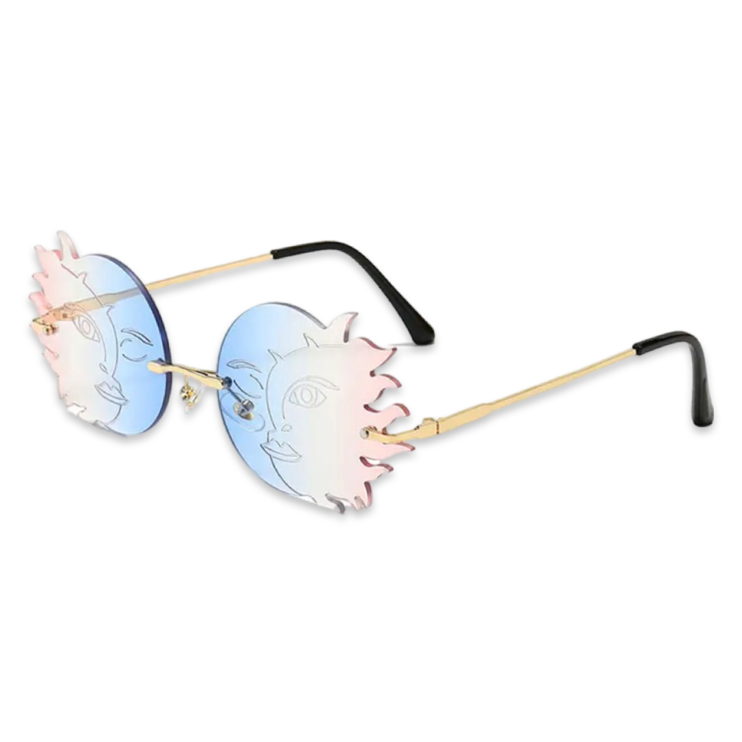 Sunglasses - Sun & Moon shaped gradient glasses, Blue & Pink