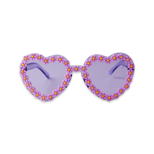 Sunglasses - Heart shaped daisy colour therapy glasses, Lilac