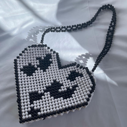 Cow Print Heart Bead Bag | Cow Print Statement Bag