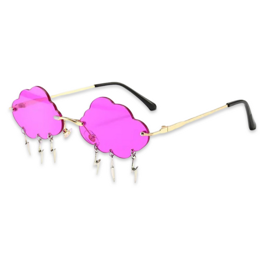 Sunglasses - Clouds n Lightning, Bright Magenta Pink lenses