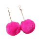 Earrings - Big Pompom drops, Hot Pink