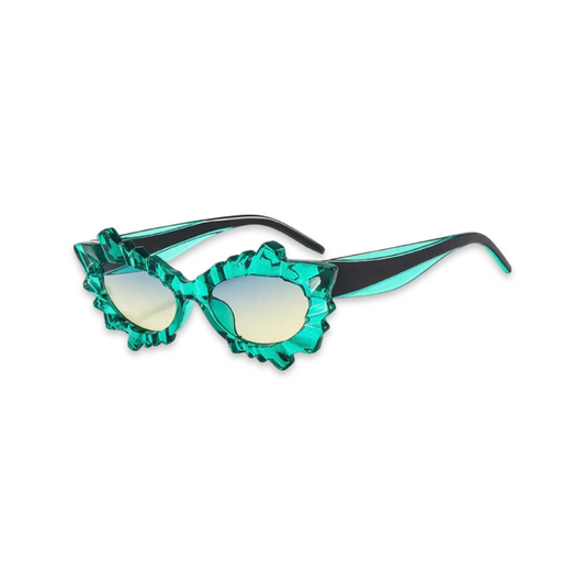 Sunglasses - Irregular Cats Eye Glasses, Green