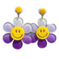 Earrings - Oversized daisy flower drops, glitter purple & white gradient