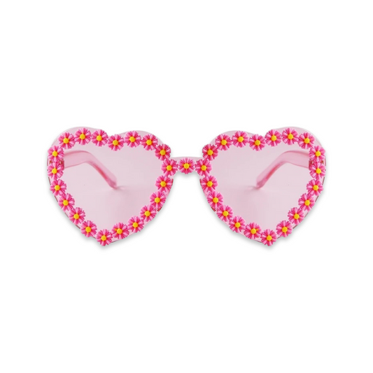 Sunglasses - Heart shaped daisy colour therapy glasses, Pink