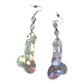 Earrings - Holographic Silver Penis drops