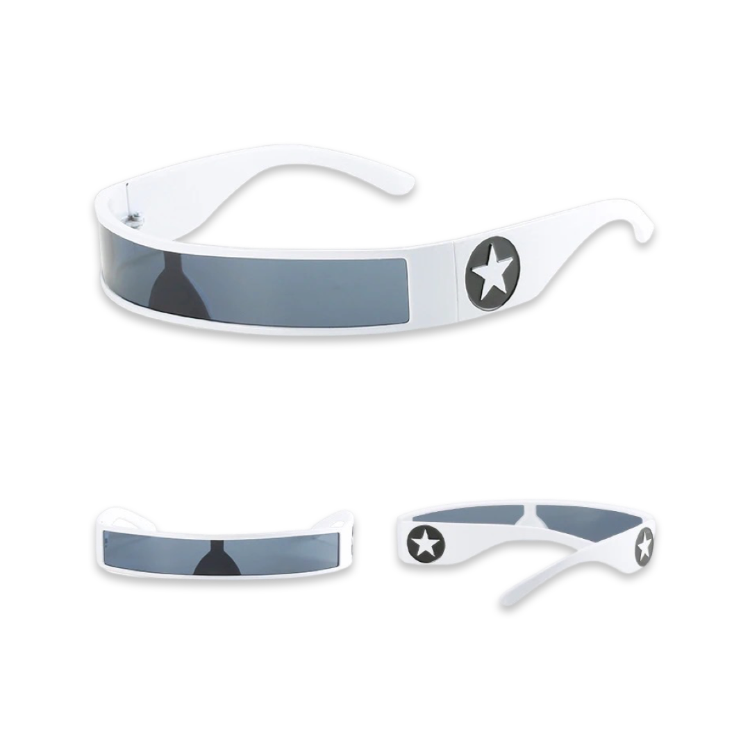 Sunglasses - Futuristic star shield, White