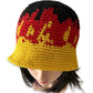 Handmade Crochet Fire Flames Bucket Hat