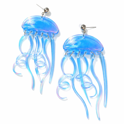 iridescent jellyfish earrings ocean inspired statement jewellery
