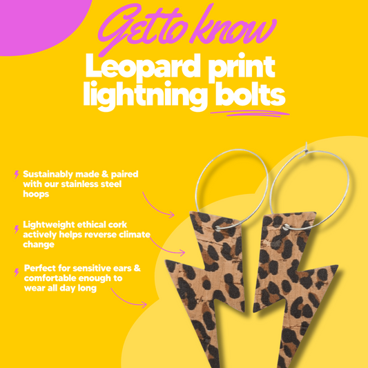 Leopard Print Lightning Bolt Earrings | Statement Jewellery
