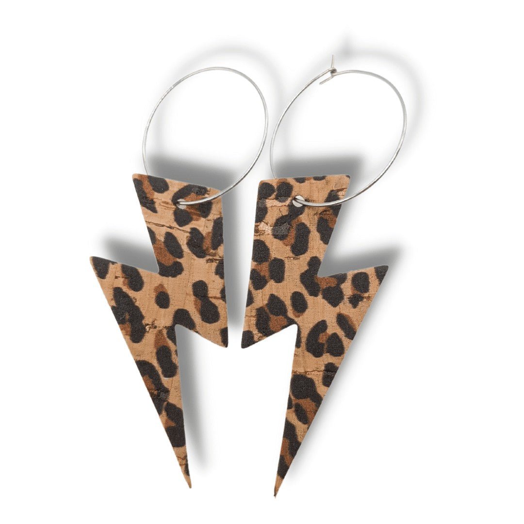 Leopard Print Lightning Bolt Earrings | Statement Jewellery