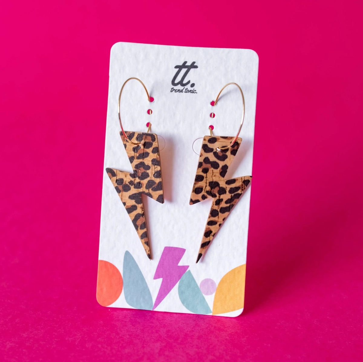 Leopard Print Lightning Bolt Earrings | Statement Jewellery