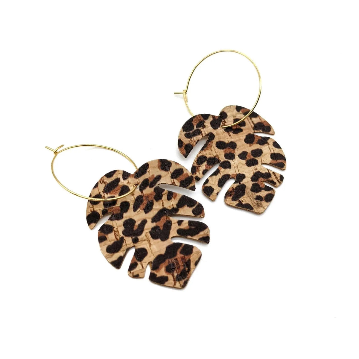 Leopard Print Monstera Leaf Earrings | Statement Jewellery