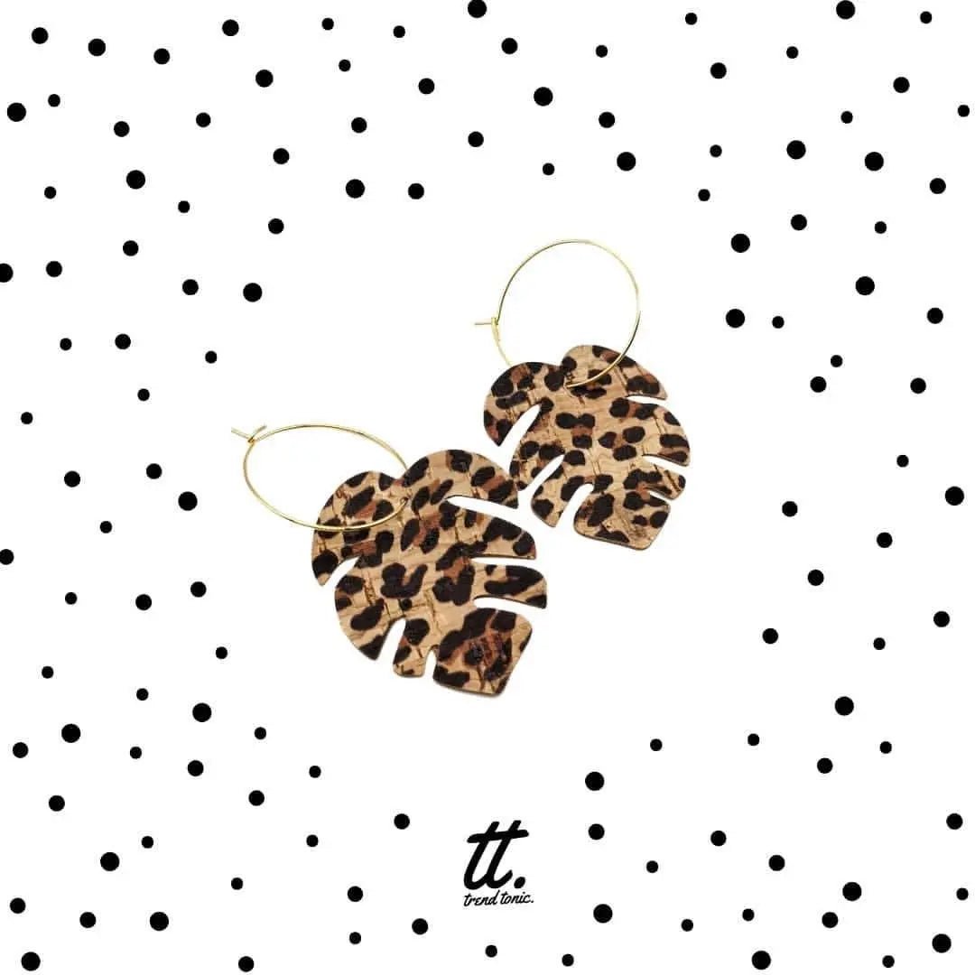 Leopard Print Monstera Leaf Earrings | Statement Jewellery