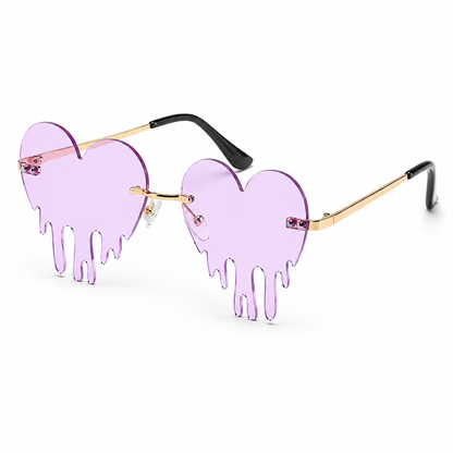 Lilac dripping heart festival sunglasses front view