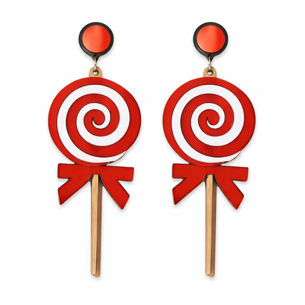 Lollipop earrings UK cute candy statement earrings red swirl