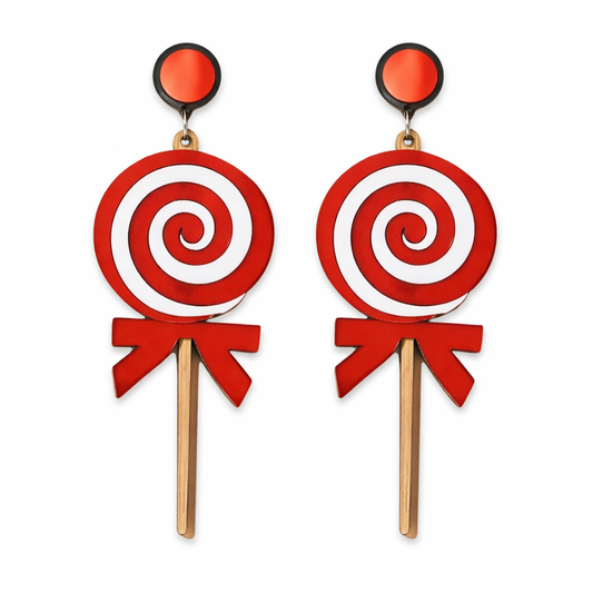 Lollipop earrings UK cute candy statement earrings red swirl