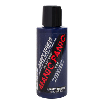 Manic Panic Amplified Atomic Turquoise EU Formula 118ml semi-permanent hair colour in vibrant neon aqua blue with green undertones