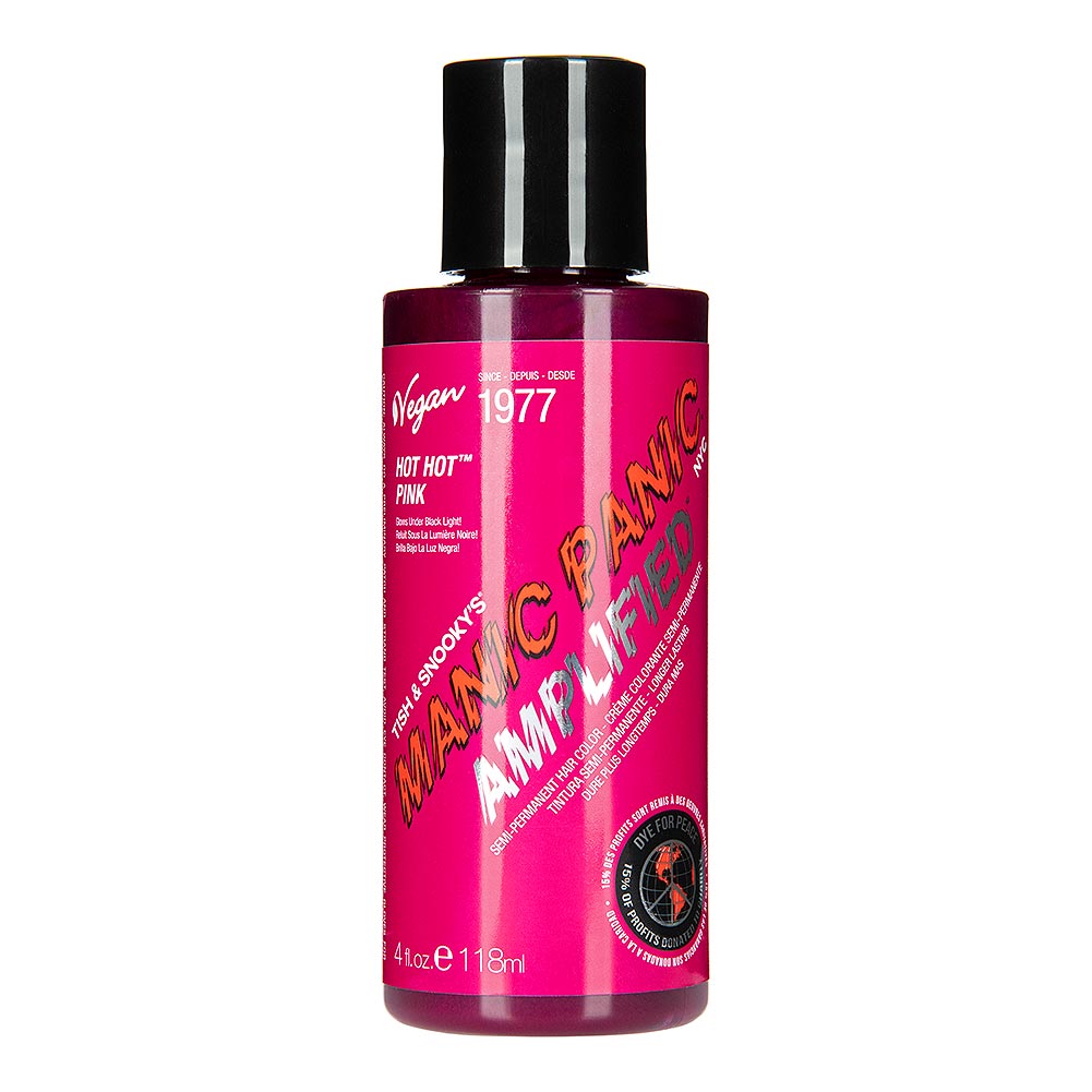 Manic Panic Amplified Hot Hot Pink EU Formula 118ml semi-permanent hair colour in vibrant UV reactive magenta pink